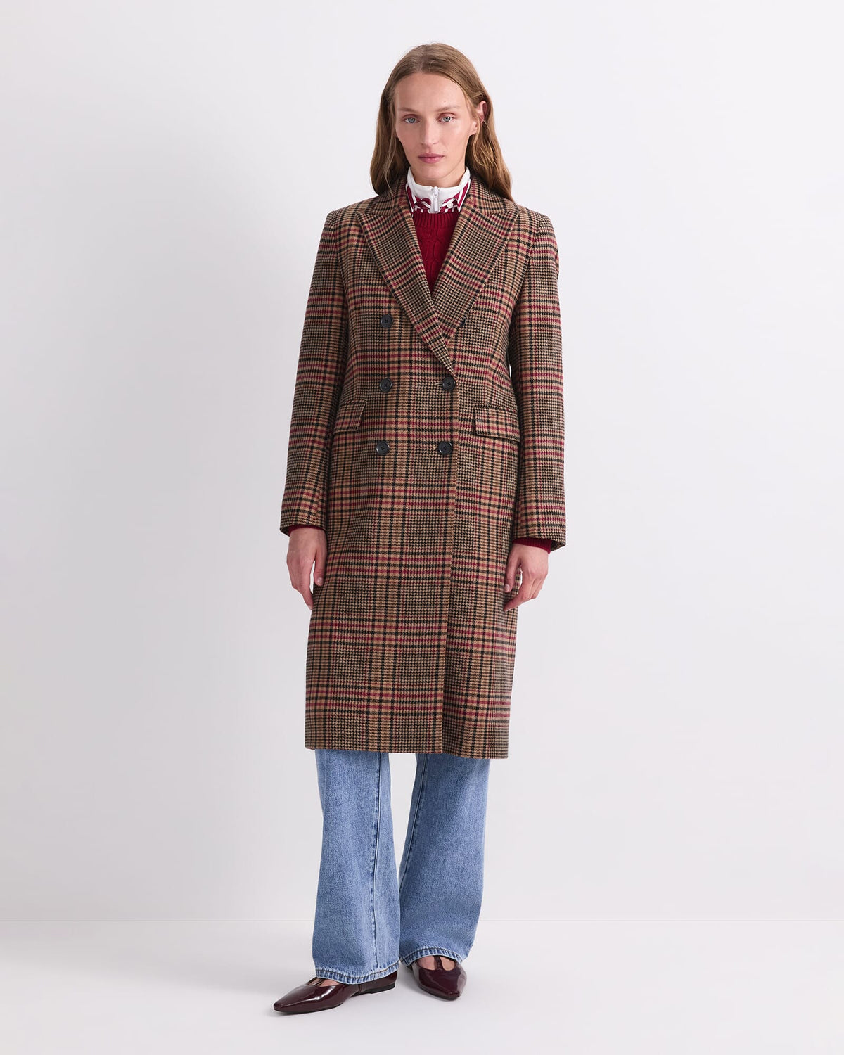 Gia Double Breasted Check Coat