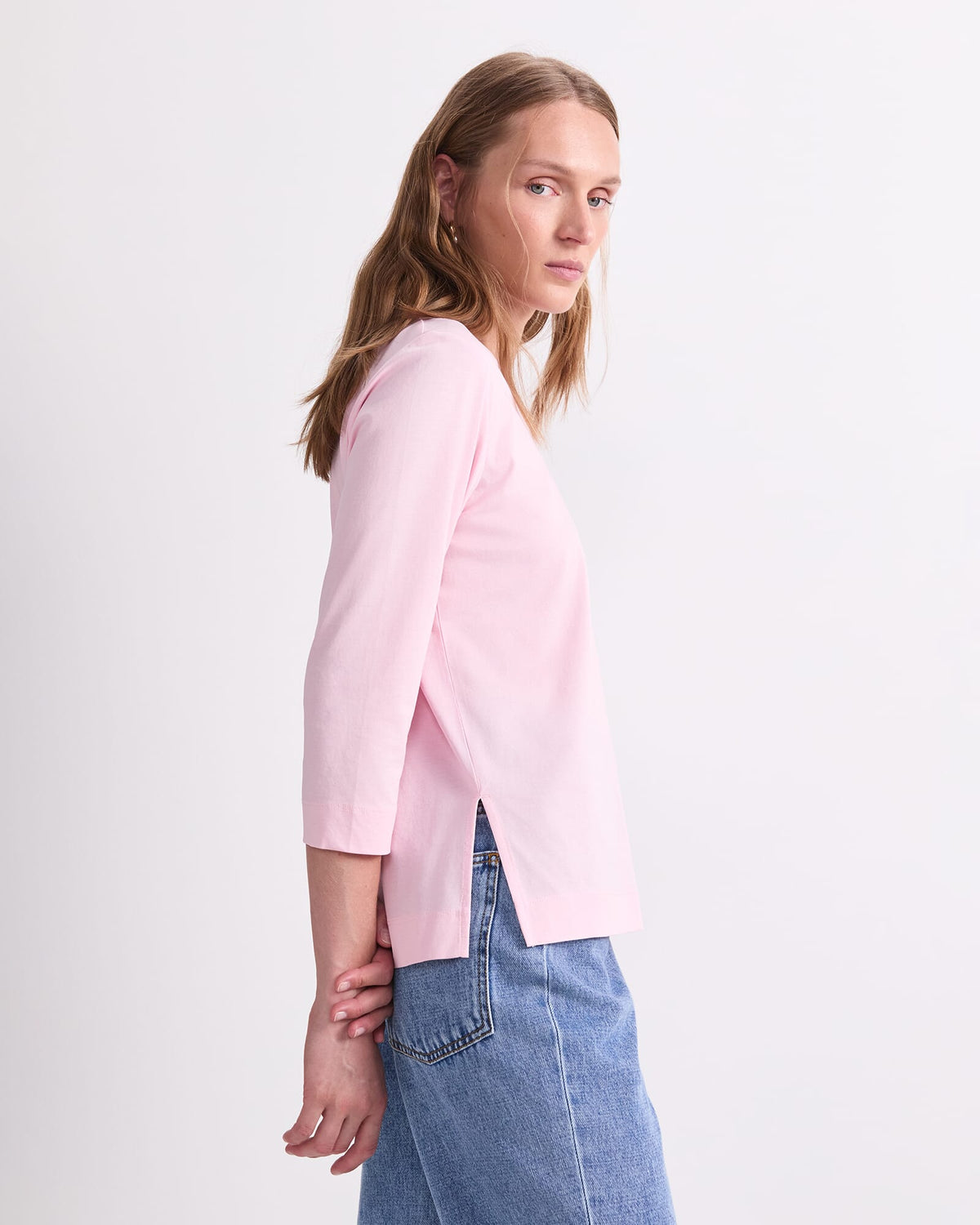 Mercerised Cotton Three Quarter Sleeve Tee