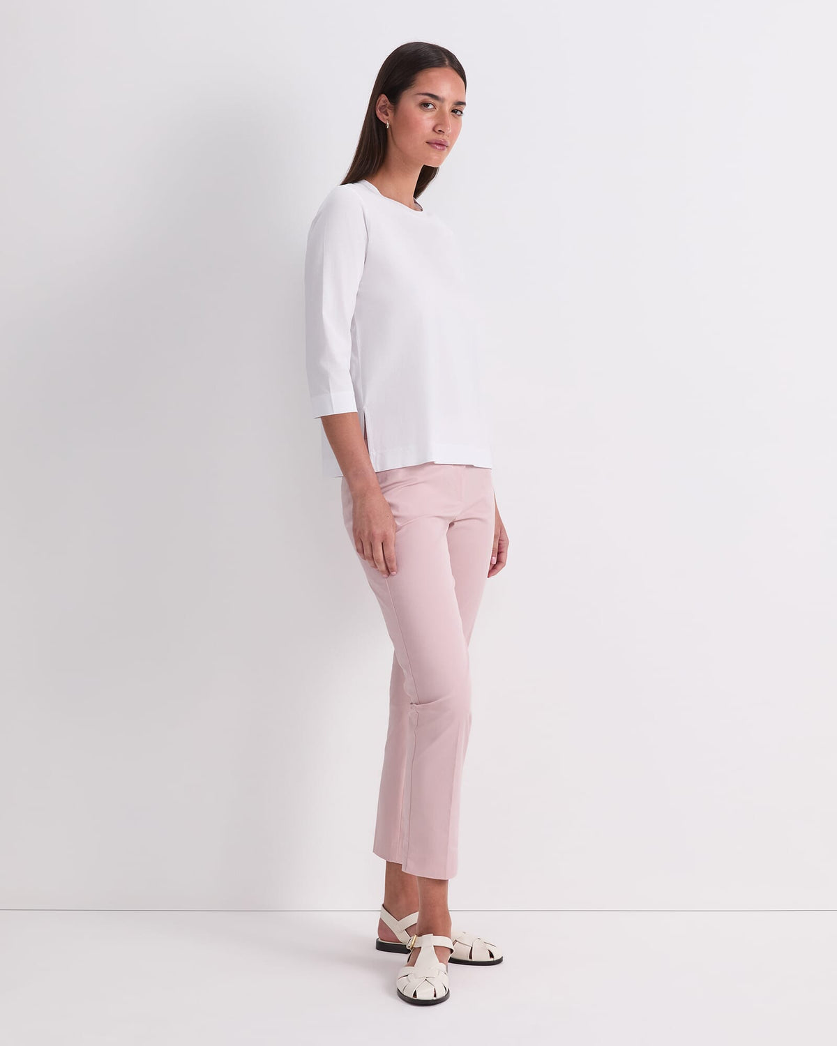 Mercerised Cotton Three Quarter Sleeve Tee