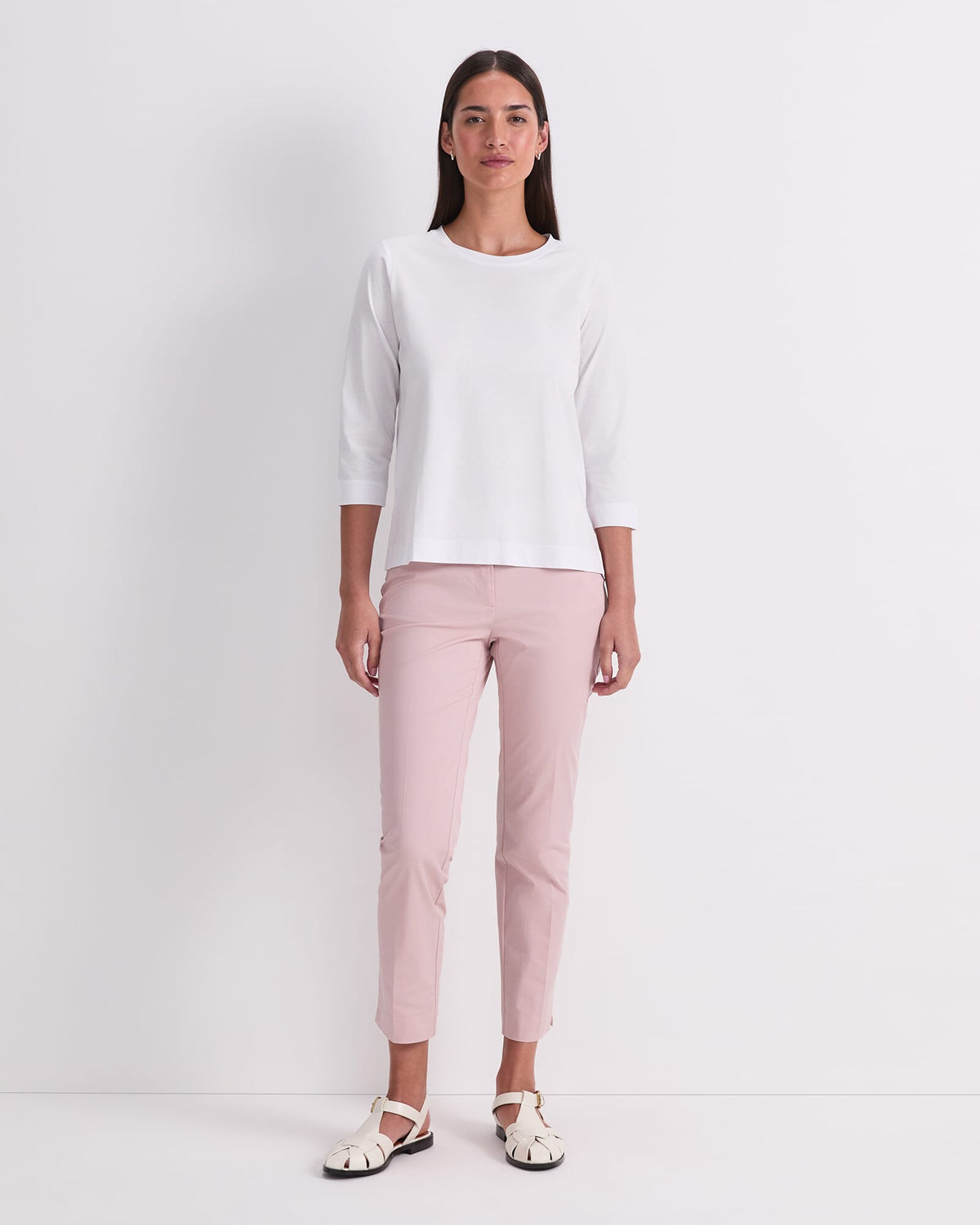 Mercerised Cotton Three Quarter Sleeve Tee
