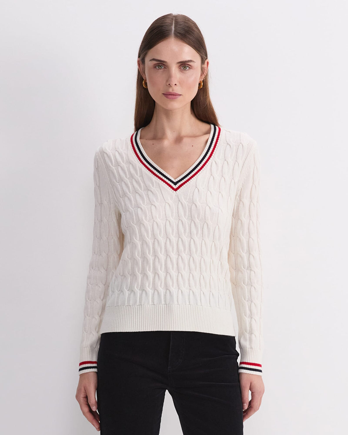 Merino Cable V-Neck Sweater