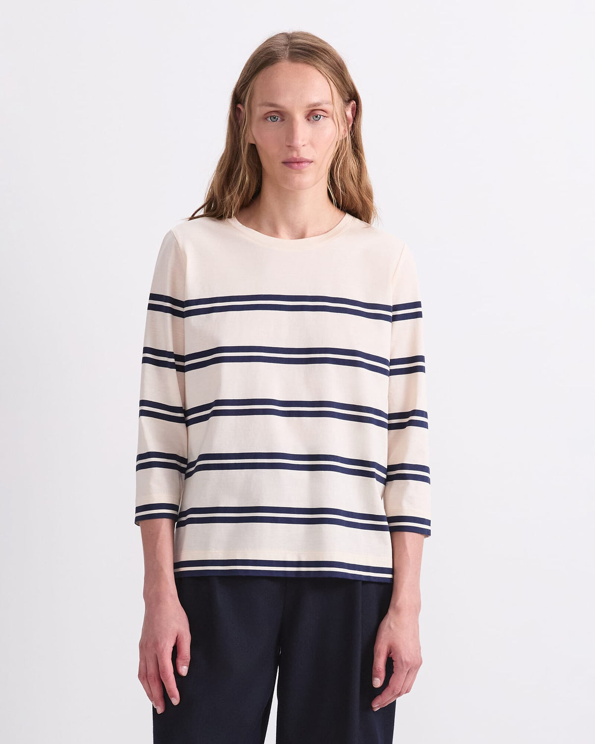 Stripe Half Sleeve Mercerised Tee