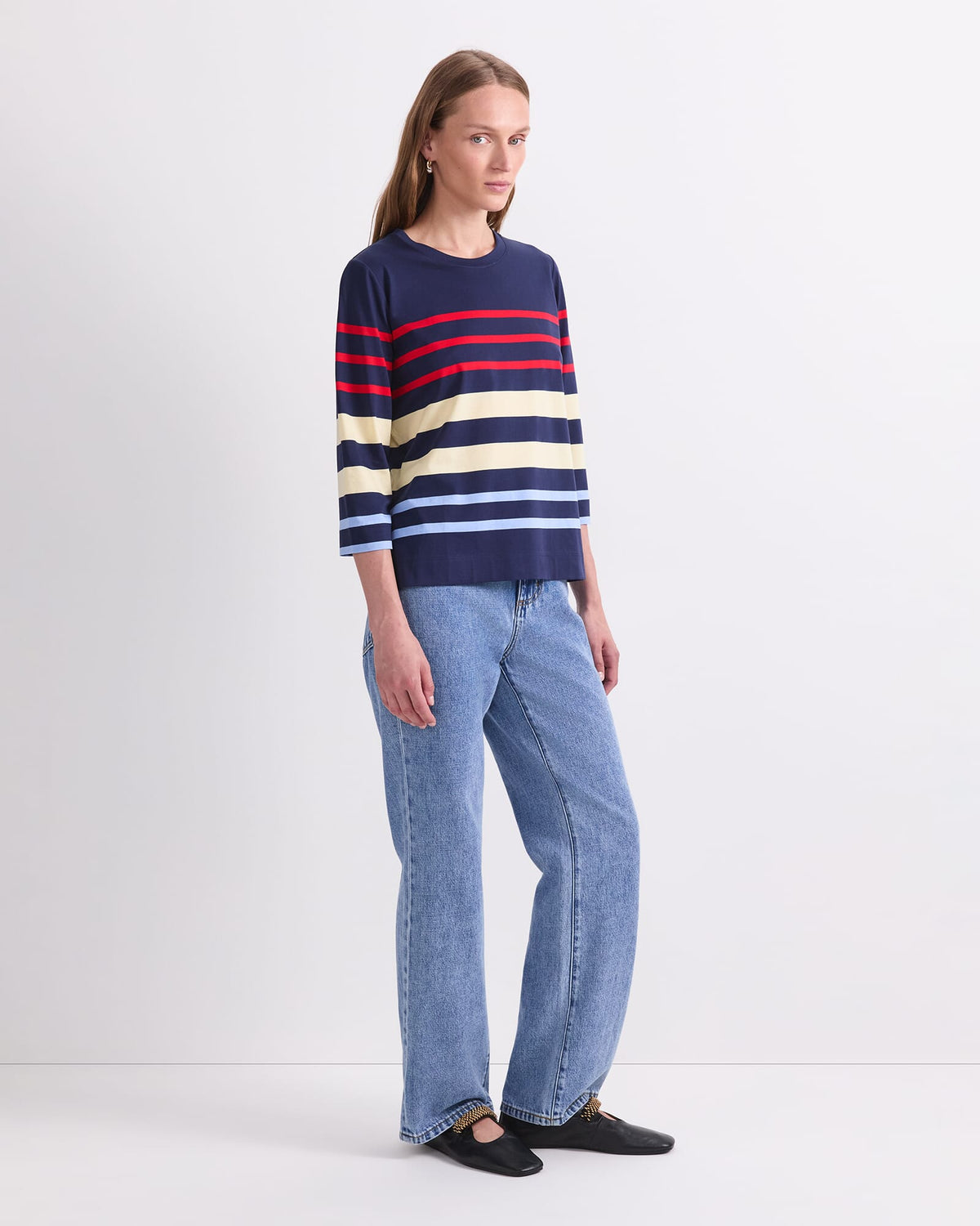 Multi Stripe Half Sleeve Mercerised Tee