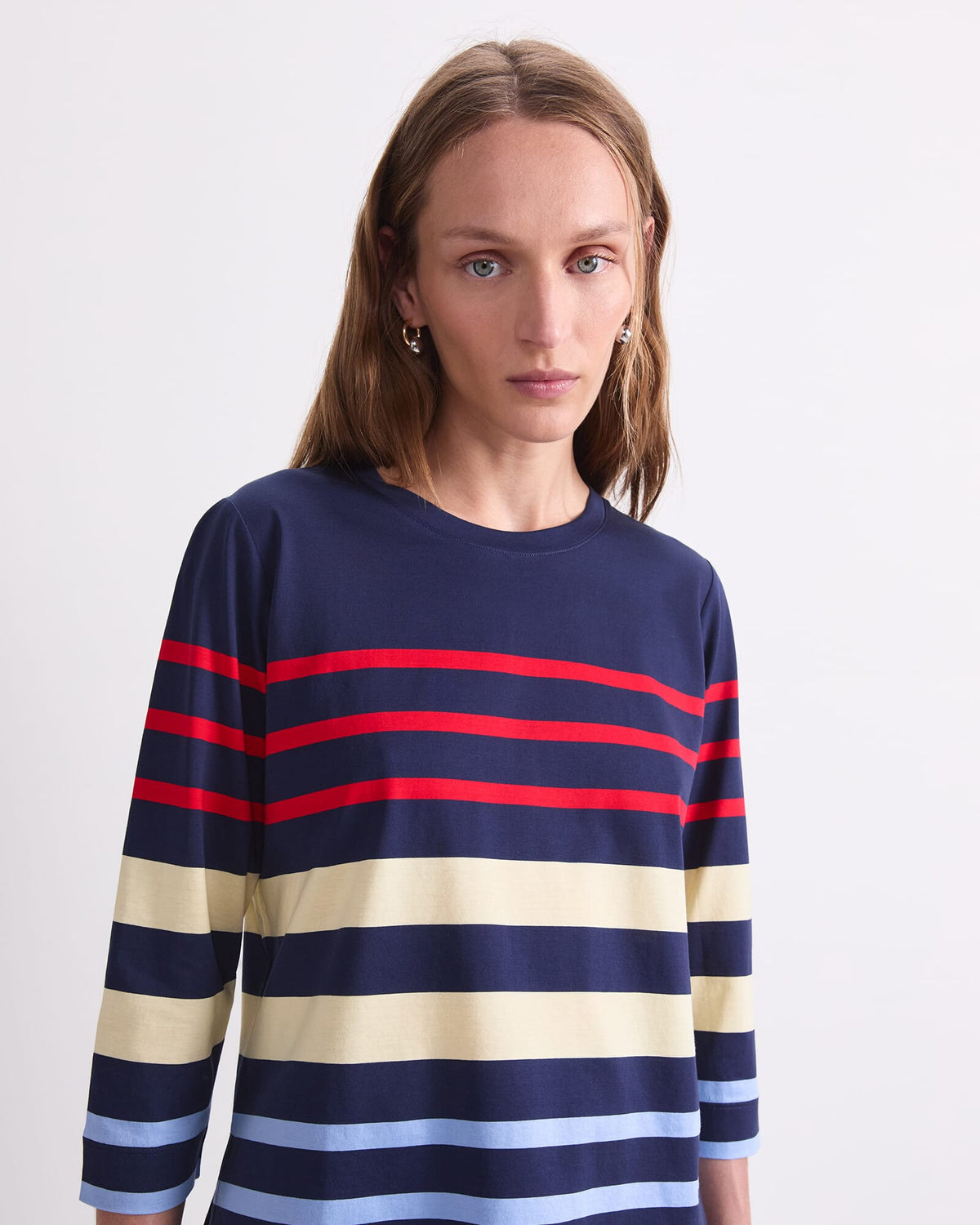 Multi Stripe Half Sleeve Mercerised Tee