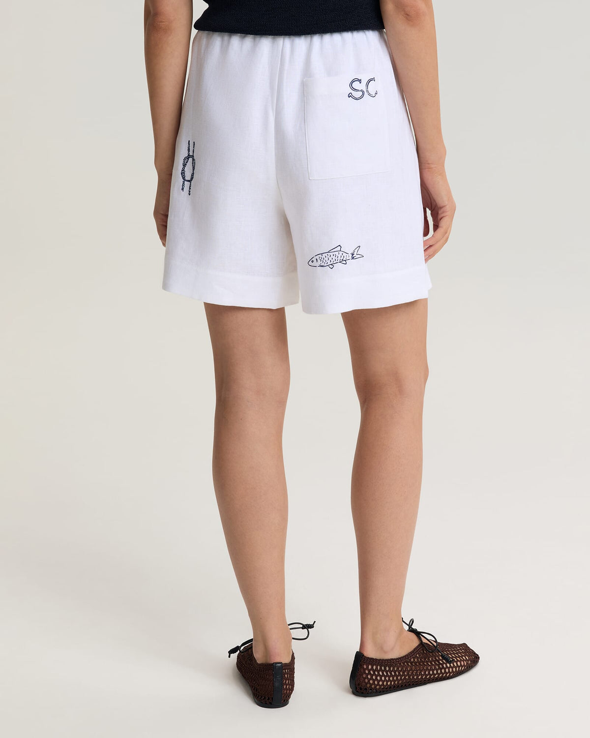 Ariana Embroidered Linen Short