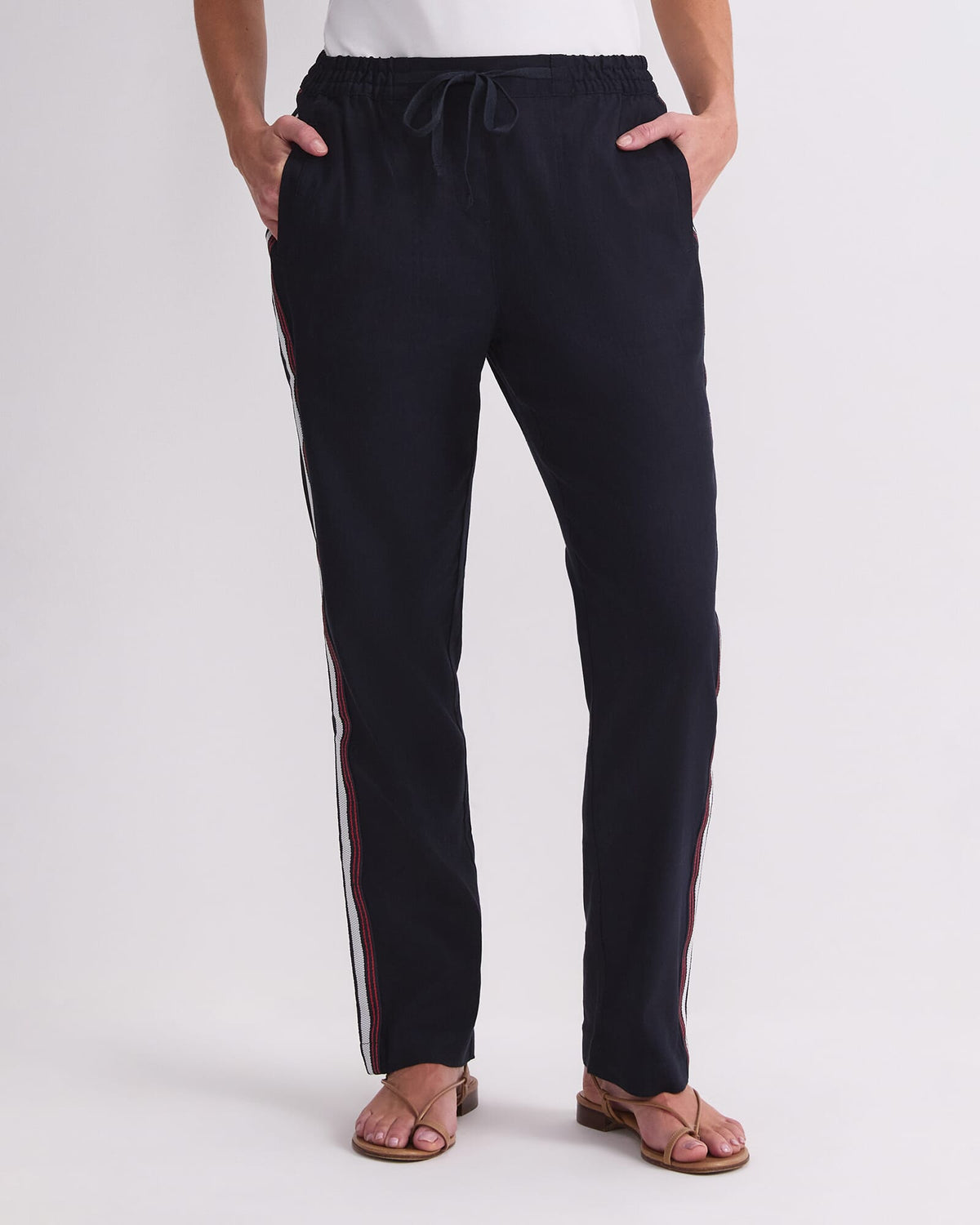 Rosa Side Stripe Linen Pant
