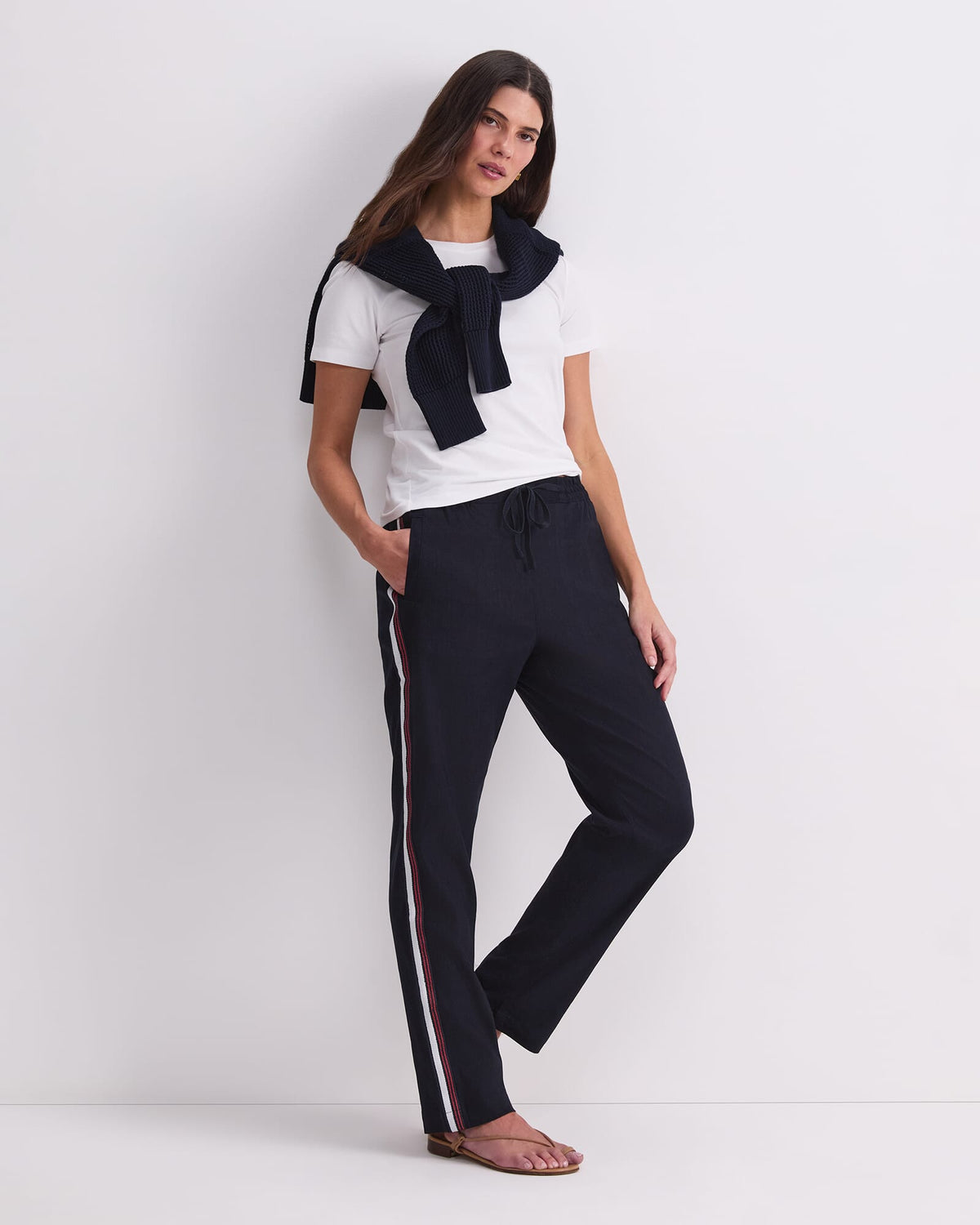 Rosa Side Stripe Linen Pant