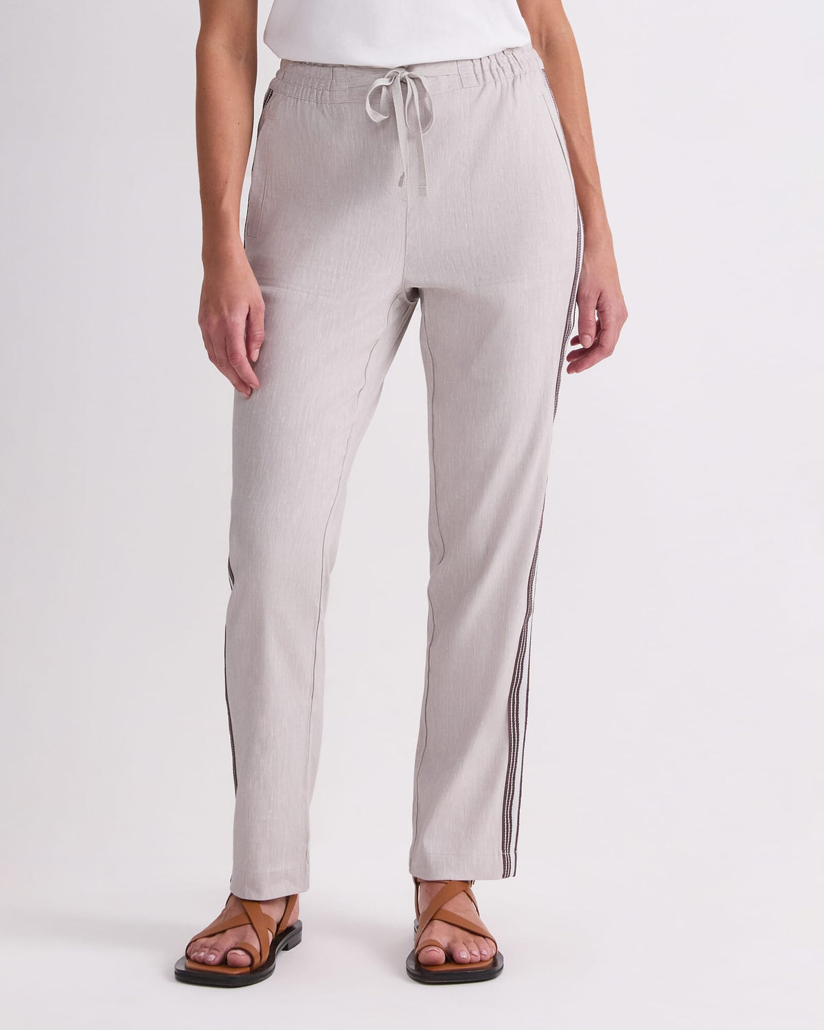 Rosa Side Stripe Linen Pant