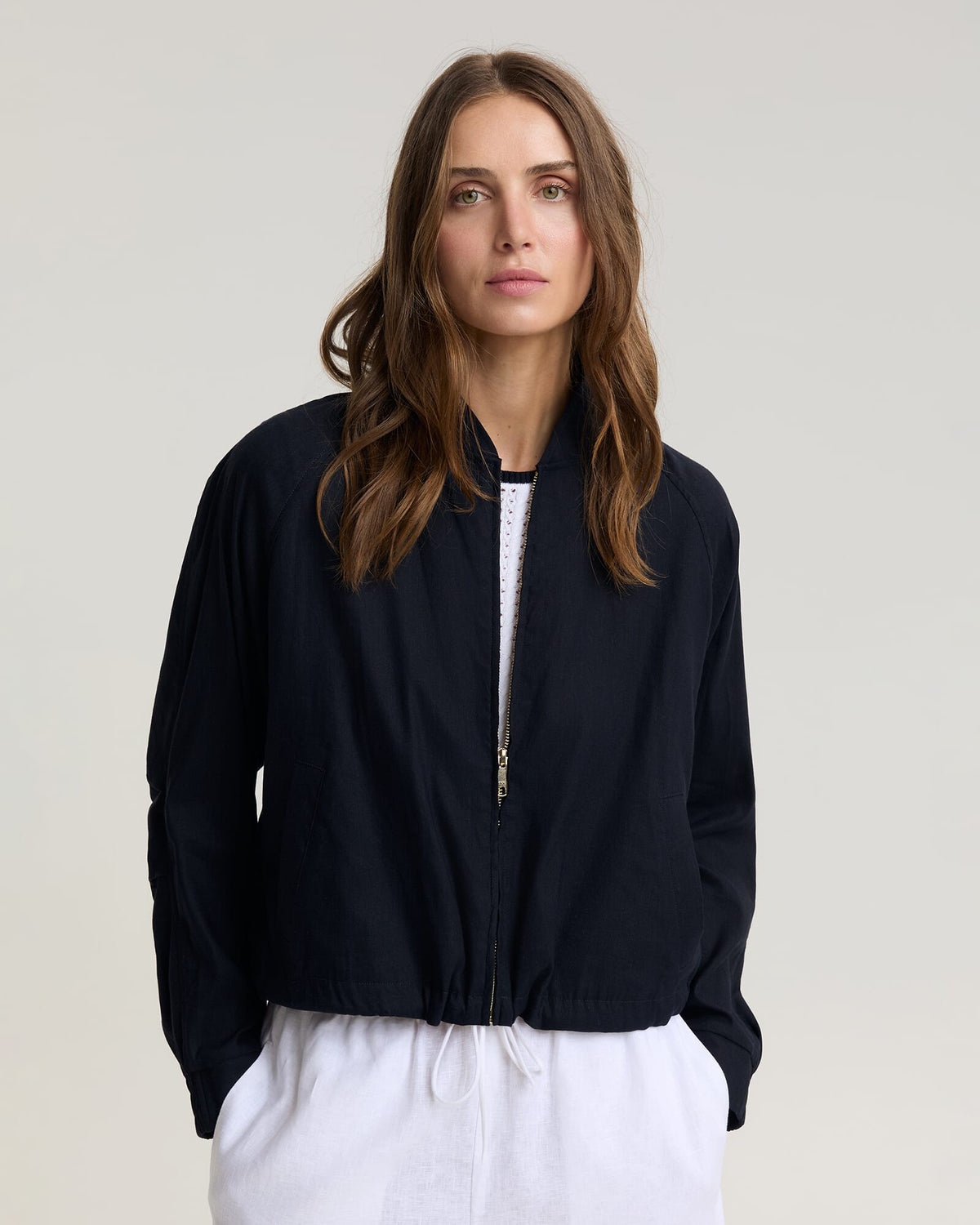 Rosa Linen Bomber Jacket
