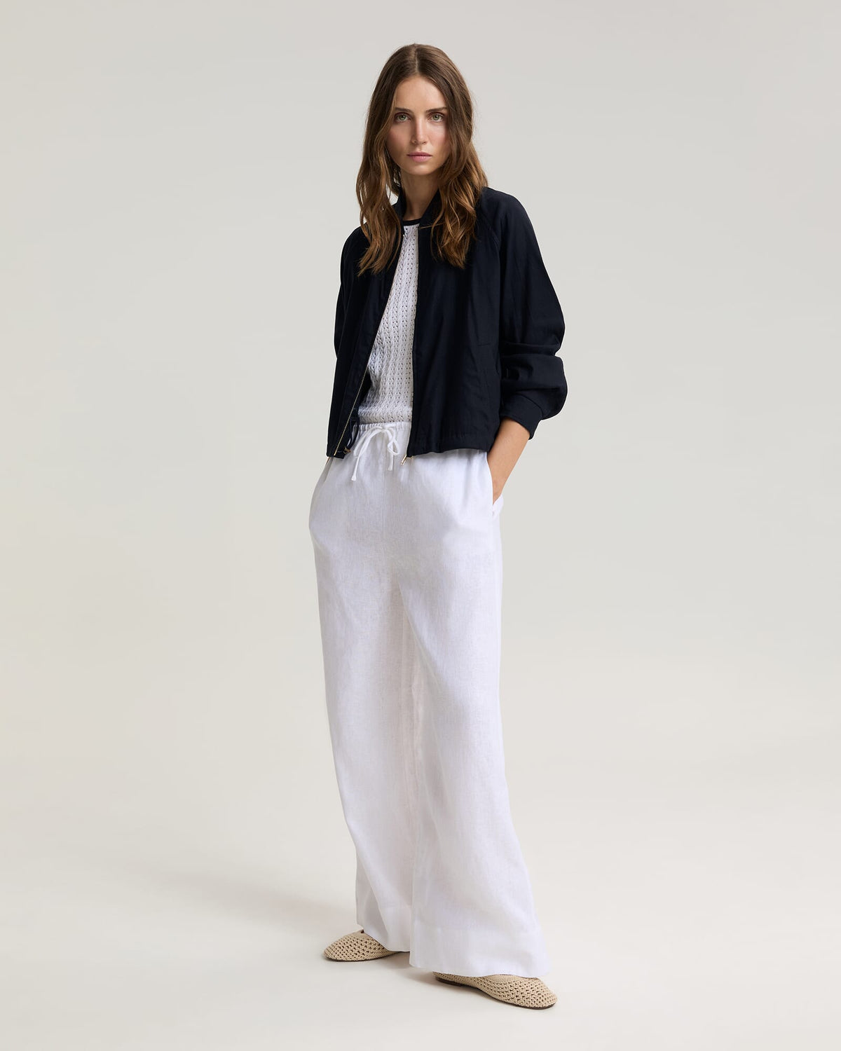 Rosa Linen Bomber Jacket
