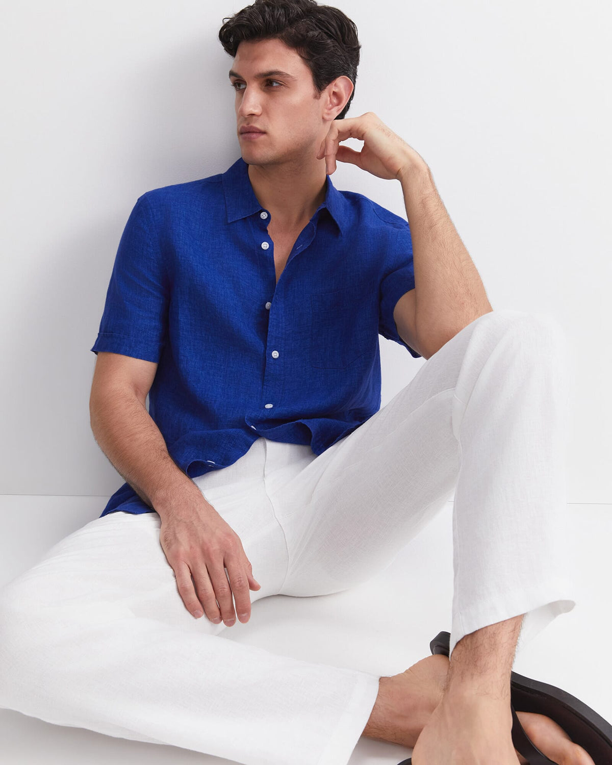 Short Sleeve Delave Linen Shirt