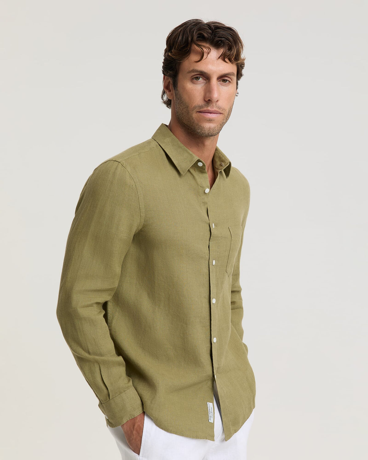 Long Sleeve Linen Yarn-Dyed Shirt