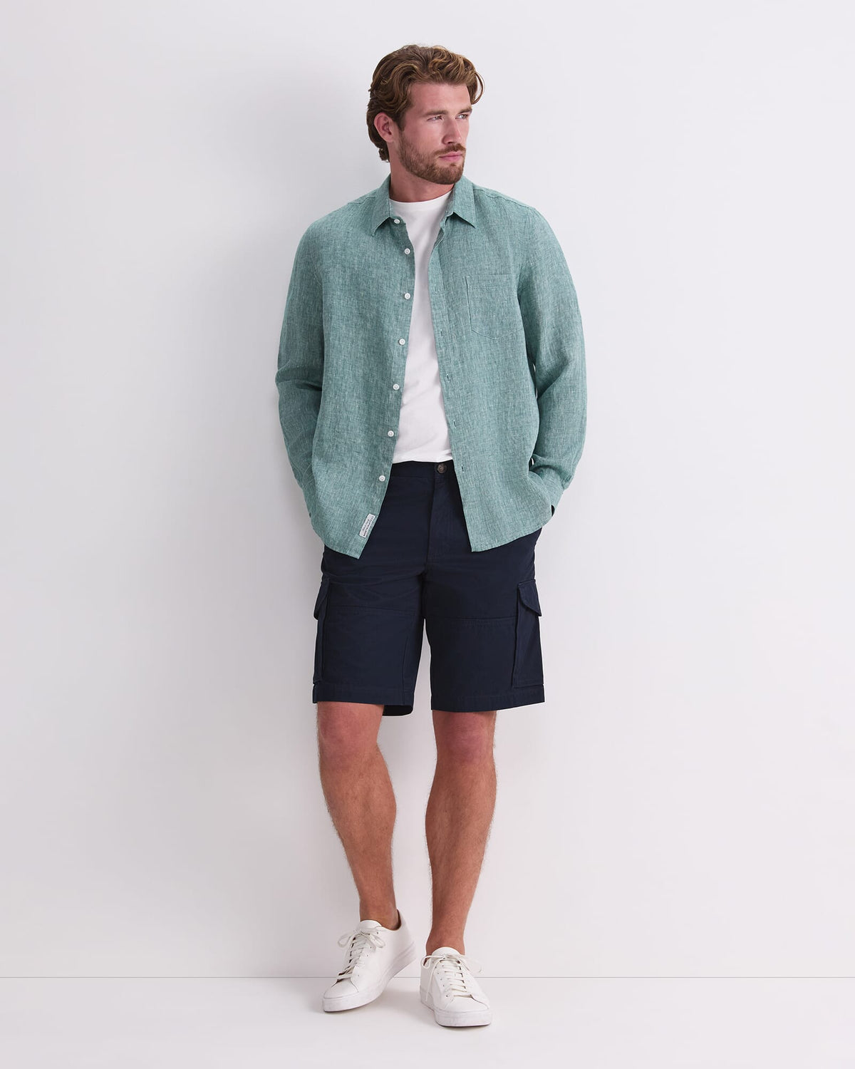 Long Sleeve Linen Yarn-Dyed Shirt