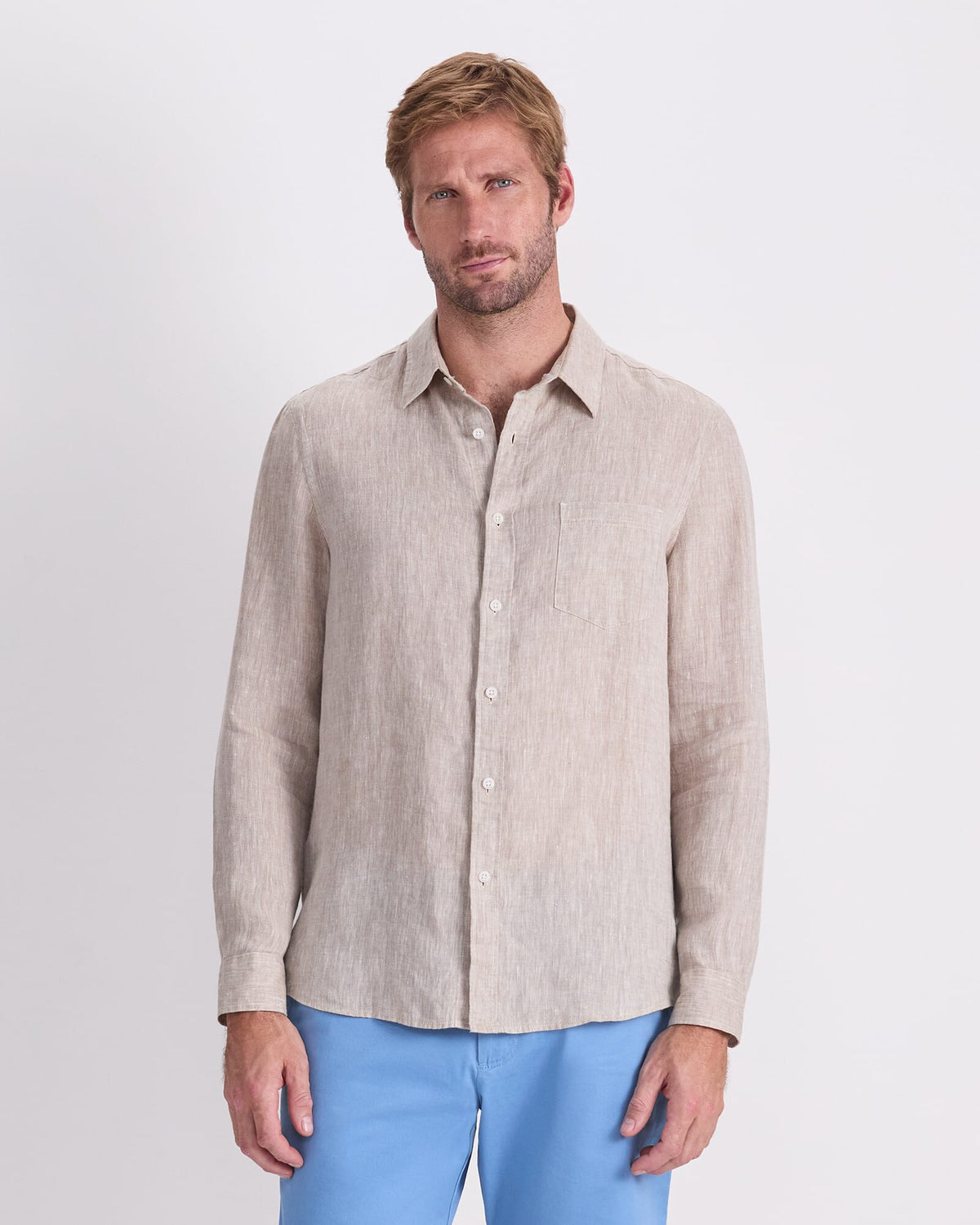 Long Sleeve Linen Yarn-Dyed Shirt