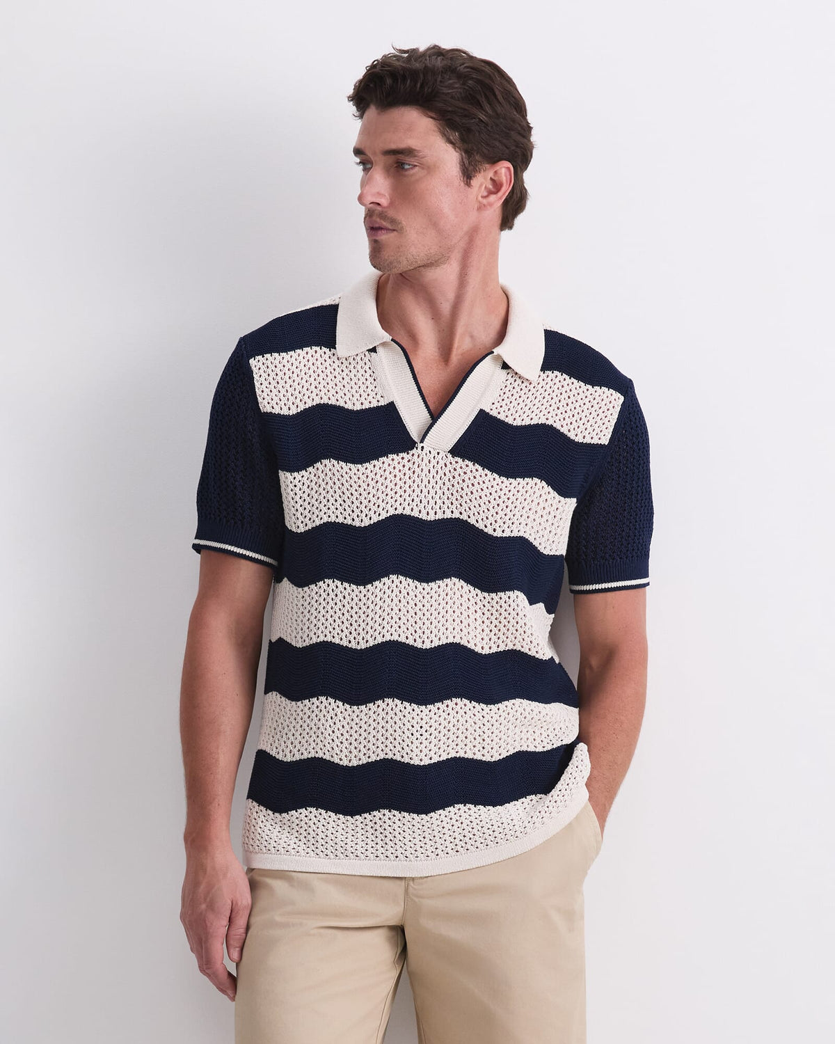 Wave Stripe Knit Polo