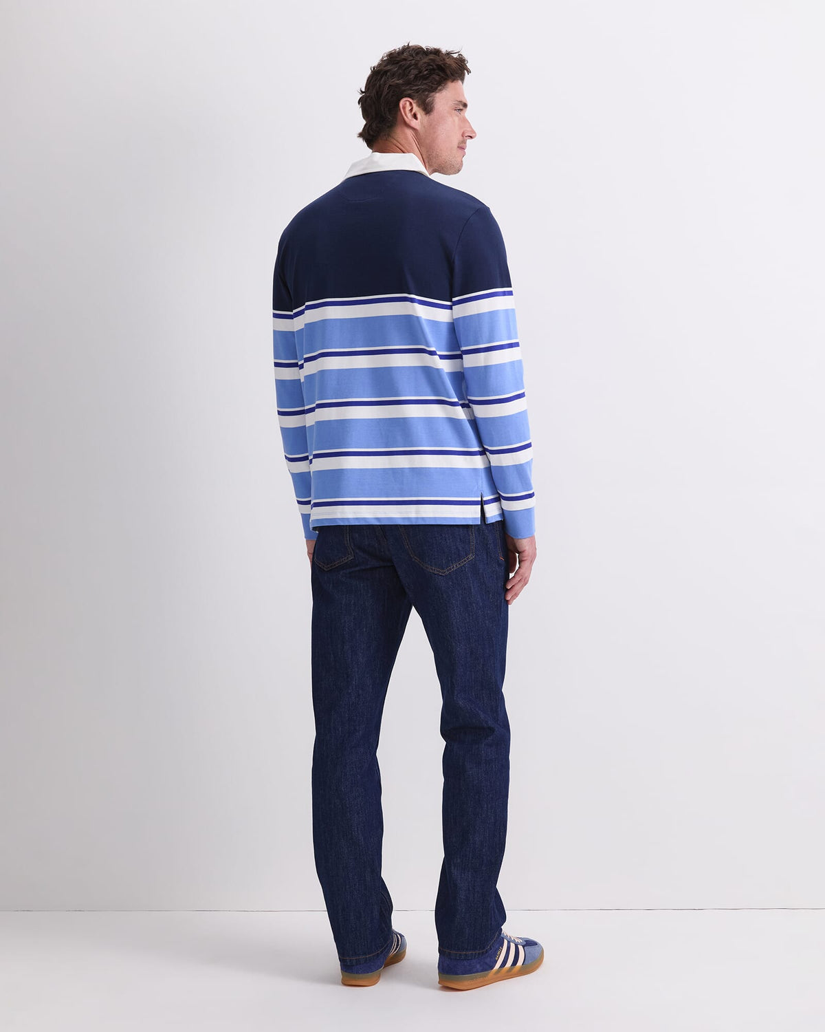 Long Sleeve Stripe Rugby Polo