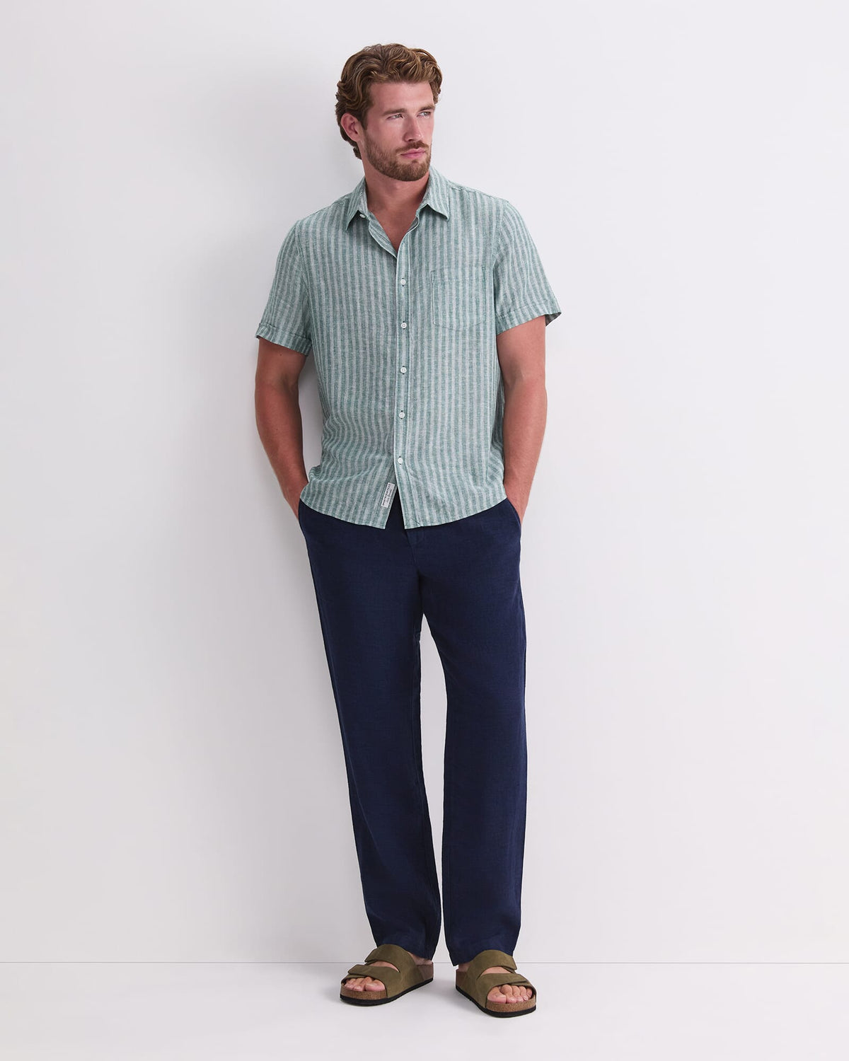 Linen Short Sleeve Stripe Shirt